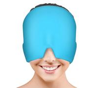Migraine Relief Cap, Reusable Cold Hot Therapy Migraine and Headache Relief Cap, Single-Sided Gel Ice Hot Head Wrap for Chronic Migraine, Tension Headache, Sinus Stress, Puffy Eyes (Blue)