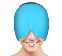 Migraine Relief Cap, Reusable Headache Relief Cap, Single-Sided Gel Ice Hot Head Wrap for Chronic Migraine, Tension Headache, Puffy Eyes, Sinus and Stress Relief (Blue)