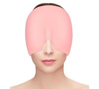 Migraine Relief Cap, Reusable Hot or Cold Therapy Headache Cap, Single-Sided Gel Ice Hot Head Wrap for Chronic Migraine, Tension Headache, Sinus Stress, Puffy Eyes (Pink)