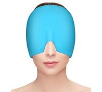 Migraine Relief Cap, Reusable Hot or Cold Therapy Headache Cap, Single-Sided Gel Ice Hot Head Wrap for Chronic Migraine, Tension Headache, Sinus Stress, Puffy Eyes (Blue)
