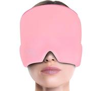 Migraine Relief Cap - Reusable Migraine and Headache Mask, Gel Ice Bag, Cold Compress (Pink)