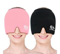 Migraine Relief Cap, Soothing Headache Ice Face Mask Products, Hot and Cold Therapy, Migraine Headache Relief Cap for Migraine, Sinus, Puffy Eyes, Tension, Stress and Hangover (Black+Pink)