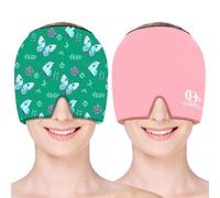 Migraine Relief Cap, Soothing Headache Ice Face Mask Products, Hot and Cold Therapy, Migraine Headache Relief Cap for Migraine, Sinus, Puffy Eyes, Tension, Stress and Hangover (Pink+Green)