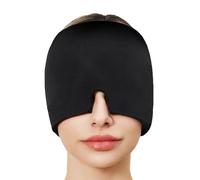 Migraine Relief Cap, Warm and Cold Compresses Ease Headgear Single-Sided Gel Wearable Ice Pack, Reusable Headache and Migraine Hat for Puffy Eyes Tension Stress Relief, Relax Scalp and Skin(Black)
