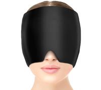 Migraine Relief Cap, Wearable Ice Pack Cold Wrap Hat, Reusable Cold Hot Therapy Migraine, Single-Sided Gel Ice Hot Head Wrap for Tension Headache Relief and Sinus Pressure (Black)