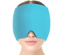 Migraine Relief Cap, Wearable Ice Pack Cold Wrap Hat, Reusable Cold Hot Therapy Migraine, Single-Sided Gel Ice Hot Head Wrap for Tension Headache Relief and Sinus Pressure (Blue)