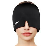 Migraine Relief Gel Ice Head Wrap, Hot and Cold Therapy Headache Relief Hat, Migraine Cap for Puffy Eyes, Headache Eyes Mask for Sinus, Tension and Stress Relief, Black