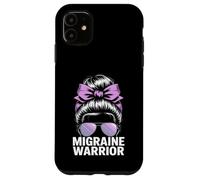 Migraine Warrior Messy Bun Purple Ribbon Awareness Case for iPhone 11