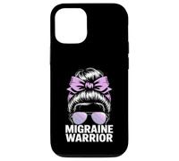 Migraine Warrior Messy Bun Purple Ribbon Awareness Case for iPhone 12/12 Pro