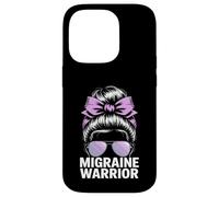 Migraine Warrior Messy Bun Purple Ribbon Awareness Case for iPhone 14 Pro