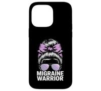 Migraine Warrior Messy Bun Purple Ribbon Awareness Case for iPhone 14 Pro Max