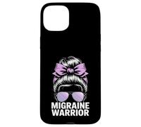 Migraine Warrior Messy Bun Purple Ribbon Awareness Case for iPhone 15 Plus