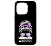 Migraine Warrior Messy Bun Purple Ribbon Awareness Case for iPhone 15 Pro