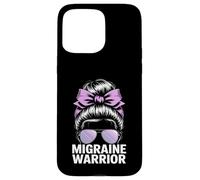 Migraine Warrior Messy Bun Purple Ribbon Awareness Case for iPhone 15 Pro Max