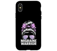 Migraine Warrior Messy Bun Purple Ribbon Awareness Case for iPhone X/XS