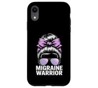Migraine Warrior Messy Bun Purple Ribbon Awareness Case for iPhone XR