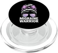Migraine Warrior Messy Bun Purple Ribbon Awareness PopSockets PopGrip for MagSafe