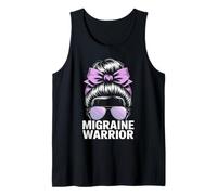 Migraine Warrior Messy Bun Purple Ribbon Awareness Tank Top