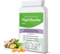 MigraSoothe + Herbs Vitamin B2 Riboflavin 400mg Capsules with Feverfew and Ginger - High Strength Daily Supplement for Adults - Migraine Wellness Routine - Vegan, UK Made, 90 Capsules
