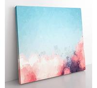 Migrating Birds in Abstract Modern Canvas Wall Art Print Ready to Hang, Framed Picture for Living Room Bedroom Home Office Décor, 50x50 cm (20x20 Inch)