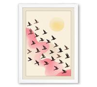 Migrating Birds Minimalist Framed Wall Art Print A1 (84.1×59.4cm) White, Wall Decor for Living Room, Bedroom, Office & Home, Ready to Hang, Art Gift