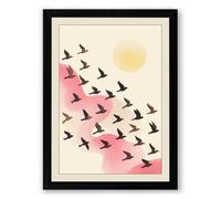 Migrating Birds Minimalist Framed Wall Art Print A2 (59.4×42cm) Black, Wall Decor for Living Room, Bedroom, Office & Home, Ready to Hang, Art Gift