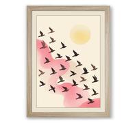Migrating Birds Minimalist Framed Wall Art Print A3 (42×29.7cm) Oak, Wall Decor for Living Room, Bedroom, Office & Home, Ready to Hang, Art Gift