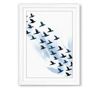 Migrating Flight Modern Framed Wall Art Print A1 (84.1×59.4cm) White, Wall Decor for Living Room, Bedroom, Office & Home, Ready to Hang, Art Gift