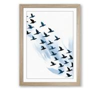 Migrating Flight Modern Framed Wall Art Print A2 (59.4×42cm) Oak, Wall Decor for Living Room, Bedroom, Office & Home, Ready to Hang, Art Gift