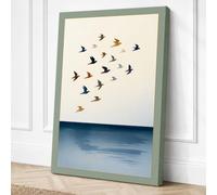 Migration Across Still Waters Canvas Wall Art Print 18x12 Inch (46 x 30 cm)