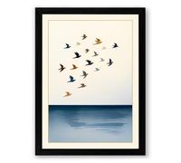Migration Across Still Waters Minimalist Framed Wall Art Print A1 (84.1×59.4cm) Black, Wall Decor for Living Room, Bedroom, Office & Home, Ready to Hang, Art Gift