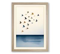 Migration Across Still Waters Minimalist Framed Wall Art Print A3 (42×29.7cm) Oak, Wall Decor for Living Room, Bedroom, Office & Home, Ready to Hang, Art Gift