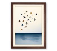 Migration Across Still Waters Minimalist Framed Wall Art Print A3 (42×29.7cm) Walnut, Wall Decor for Living Room, Bedroom, Office & Home, Ready to Hang, Art Gift