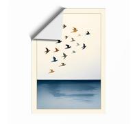 Migration Across Still Waters Minimalist Unframed Wall Art Print A2 (59.4×42cm), Wall Decor for Living Room, Bedroom, Office & Home, Art Gift