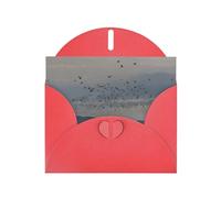 Migratory birds fly south Red Patterns greeting card 6x4 inches with envelope, covering birthdays, weddings and other occasions