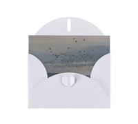 Migratory birds fly south White Patterns greeting card 6x4 inches with envelope, covering birthdays, weddings and other occasions