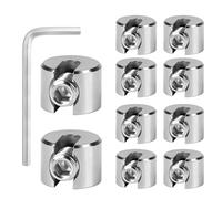 MIGUBIGU Pack of 10 Clamp Stoppers Stop Clamp 6 mm M10, Wire Rope Clamp with Wrench, Stop Clamp Stainless Steel, Cable Clamps for Wire Rope, for Tensioning the Rope, Securing Wires
