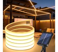 MIGUDA Solar LED Strip 24V, 8 Modes Outdoor Neon Strip Lights, Cuttable 5cm, 320LEDs/m Super Bright COB LED Band for Patio, Courtyard(Warm White,2M)