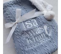 Miguha Personalised Baby Blanket, Soft Embroidered Newborn Blanket, Custom Name, Knitted, 95cm x 70cm, Blue