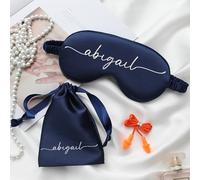 Miguha Personalized Eye Mask for Sleep,Custom Sleeping Silk Eye Mask for Women, Customized Name Satin Masks Bridesmaid Bridal Party Gift(Navy)