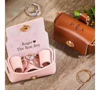 Miguha Personalized Initial Leather Ring Bearer Pouch for Dogs Custom Wedding Ring Holder for Dog Collars Jewellery Storage Pet Wedding Gift