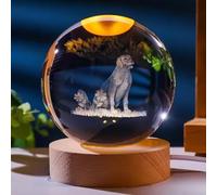 Miguha Personalized Round 3D Crystal Ball Photo LED Night Light, Custom Portrait Snow Globe Decor for Wife, Wedding Honeymoo, Pet Image Gifts(6cm/2.4in)