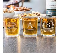 miguha Personalized Square Shot Glasses, Custom Engraved Whiskey Glasses Set, Gift for Groomsman, Wedding Party Best Man, Father of The Groom Proposal Decor