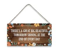 MIGUMUTU Country Style Wall Decor There's a Great Big Beautiful Tomorrow Wooden Signs Rustic Hanging Wall Plaque Sign Home Decor Present