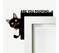 MIGUMUTU Door Decor Funny Black Cat Wall Art wood - Are You Pooping? Vintage Bathroom Decor Poster - Retro Gothic Home Decor for Apartment or House, 8 x 12 Inch Gothic Bathroom Becor（4）