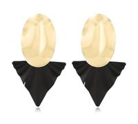 MIGUO STORE Boho Unique Fashion Personality Black White Triangle Drop Oil Dangle Drop Earrings Elegant Geometry Charm Drop Earrings for Women, Metal