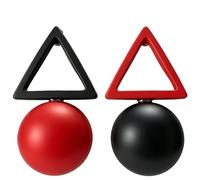 MIGUO STORE Chic Simple Hollow Asymmetric Triangle Ball Earrings Unique Personalized Black White Drop Dangle Earrings For Women, L, Metal, No Gemstone