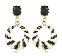 MIGUO STORE Unique Charm Black White Contrast Asymmetric Geometric Drop Dangle Earrings Personalized Fashion Handmade jewelry Earrings for Women Gift, Metal