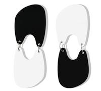 MIGUO STORE Unique Charm Black White Contrast Asymmetric Geometric Drop Dangle Earrings Personalized Fashion Handmade jewelry Earrings for Women Gift, Metal