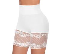 Miguofan Tummy Control Shapewear Shorts for Women Under Dress Seamless Mid Waist Body Shaper Shaping Underwear Girdle Panties, White, XL